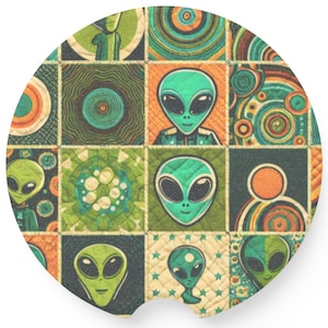 Alien Speckstein Auto Untersetzer: Sci-Fi Auto Dekor