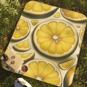 Manta de picnic con rodajas de limón, manta de verano para exteriores, manta con temática de frutas, elegante tapete de picnic, regalo para el día de la madre, fiestas en el jardín, festivales
