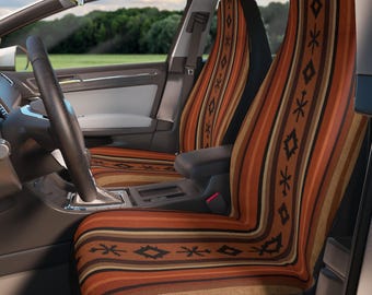 Fundas para asientos de coche con rayas naranjas estilo suroeste / Estampado azteca estilo boho óxido