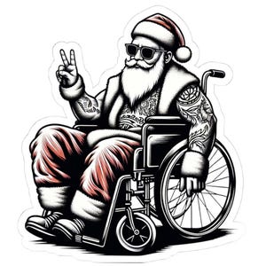 Adesivo, Papai Noel descolado com adesivos de beijo recortados para cadeira de rodas, presente de Natal para deficientes, placa festiva de Natal para deficientes, presente para cadeirantes, feriado