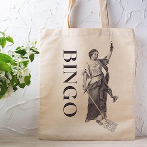 Bingo Bag, Bingo Themed Cotton Canvas Tote Bag, Eco-Friendly Shopping Bag, Gift for Game Lovers, Reusable Tote, Fun Day Out Accessory, Gift