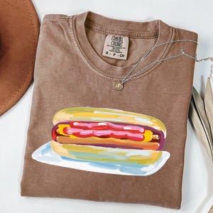 Painted Hot Dog Comfort Colors Shirt: Fun Foodie Tee, Summer BBQ