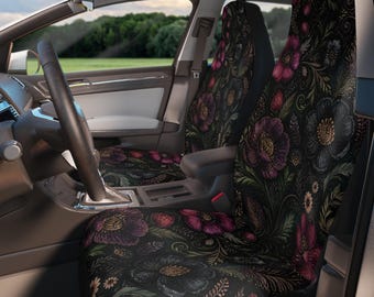 Dark Floral Car Seat Covers | Vintage Boho Bloom Auto Protection