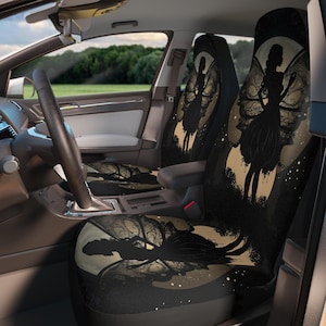 Fairy Car Seat Covers: Boho Cottagecore Black Gray Polyester