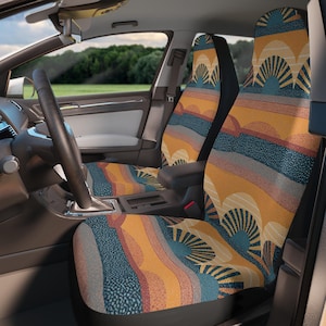 Boho Sun Car Seat Covers: Desert Geometric Auto Interior Decor