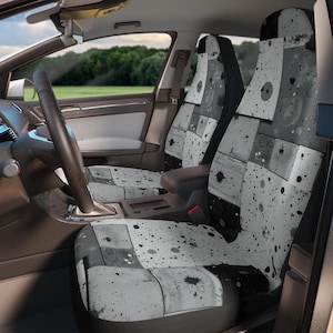 Abstract Car Seat Covers: Black and White Modern Auto Decor