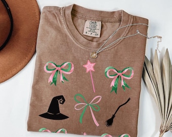 Cute Witchy Comfort Colors Shirt, Pink and Green Coquette, Pastel Goth Witch Themed Shirt, Women Occult Clothing, Halloween Apparel, Glenda