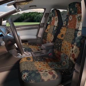 Coprisedili per auto con patchwork floreale boho – Decorazione auto vintage – Regalo per viaggio su strada per autista
