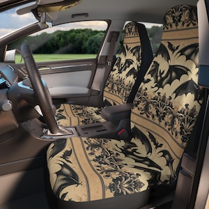 Gothic Bat Car Seat Covers: Vintage Halloween Auto Decor - Set of 2