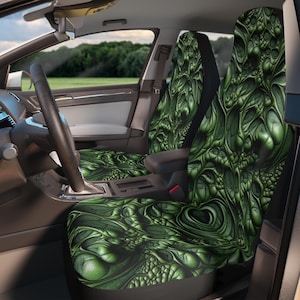 Wild Green Car Seat Covers: Rustic Faux Leather Look, Universal Fit