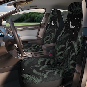 Fern Forest Car Seat Covers: Moody Celestial Cottagecore Auto Decor (Set of Two)