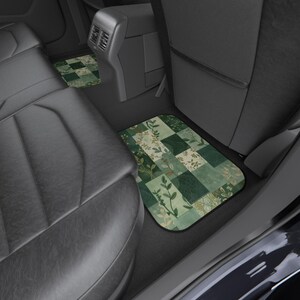 Green Boho Patchwork Car Mats | Floral Summer Auto Decor -(PRINTED DESIGN) image 6