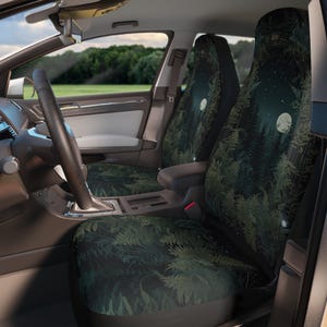 Celestial Fern Forest Car Seat Covers: Witchy Cottagecore Auto Decor (Set of 2)