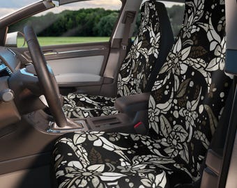 Black Stained Glass Pattern Car Seat Covers | Boto Floral Seat Protector