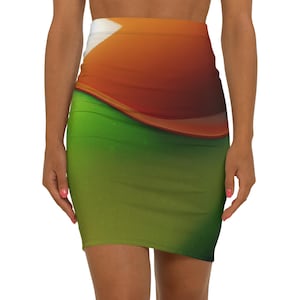 Caramel Apple Skirt, Halloween Costume Pencil Skirt, Women&#39;s Green Halloween Skirt, Candied Apple, Halloween Candy, Mid-Waist, Costume Party