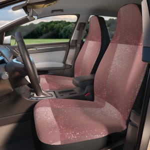 Blush Pink Autositzbezüge: Glitzernde Akzente, Modernes Auto Dekor, Set 2, Süßes Faux Patchwork, Pinkes Auto Accessoire, Neutral, Minimalistisch, Geschenk