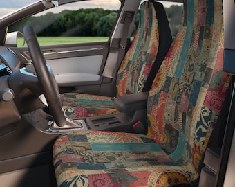 Vintage Boho Patchwork Pattern Car Seat Covers | Floral Mosaic Stripes