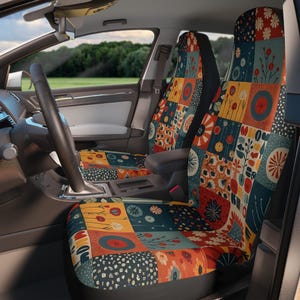 Fundas de asiento de coche con patchwork bohemio: diseño vintage acolchado, ajuste universal