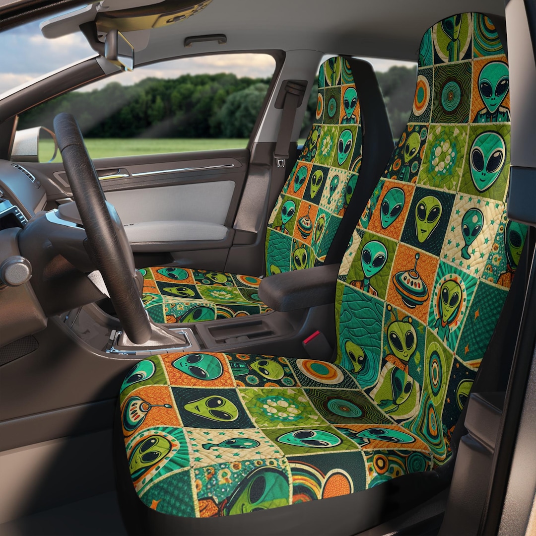 Alien Patchwork Car Seat Covers, Funky Sci-fi Auto Decor Emo Boho ...