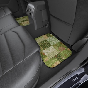 Grüne, florale Patchwork-Autofußmatten – Boho-Sommer-Autodeko – (BEDRUCKTES DESIGN) Bild 7