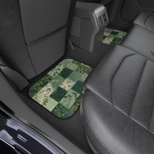Green Boho Patchwork Car Mats | Floral Summer Auto Decor -(PRINTED DESIGN) image 7