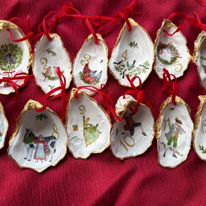 12 Days of Christmas Ornaments-Cape Cod Oyster Shells