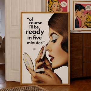 Retro Statement Print Art Piece, Trendy Vintage Wall Art Poster,  Fashion Makeup Icon, Aesthetic Dorm Bedroom Art, Instant Digital Download
