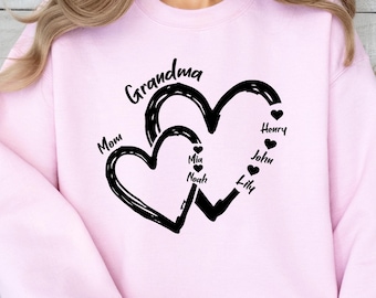 Personalized Grandma Sweatshirt with Kids Names, Custom Nana Crewneck, Mother's Day Gift for Grandma