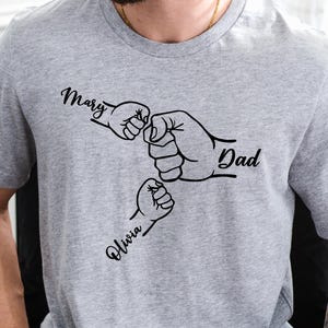 Custom Fist Bump Dad Shirt, Father&#39;s Day Gift, New Dad Gift, Dad Shirt With Kids Names, Papa Hand with Kid Name, Personalized Grandpa Shirt
