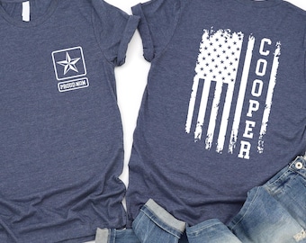 Military Family Shirts, Proud Army Mom Dad Sister Shirt, Custom Name Army Family Tee