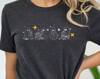 Ghosts Reading Books Shirt: Spooky Halloween Graphic Tee