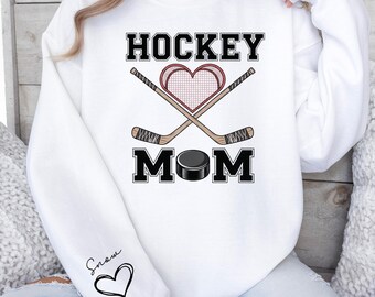 Custom Hockey Mom Sweatshirt, Personalized Ice Hockey Mama Gift