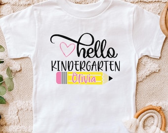 Hello Kindergarten Shirt: Girls Back To School Tee