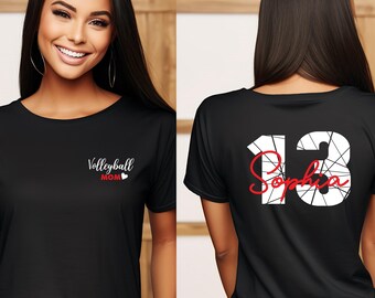 Custom Volleyball Mom Shirt with Player Name, Game Day Team Spirit Gift Tee