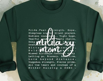 Military Mom Sweatshirt, Mother Raising a Hero, Army Navy Air Force Marines