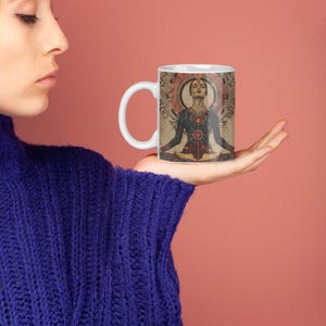 Meditating Yogi Woman Ceramic Mug, Yoga Lover Gift, Zen Coffee Cup, Mindfulness Tea Mug, Yoga Teacher Present, Meditation Gift