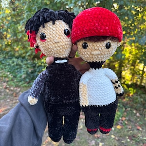 Twenty One Pilots Josh Dun och Tyler Joseph handgjord virkad docka plysch