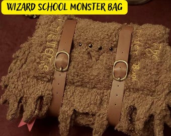 The Monster Book Furry Bag, Monster Organizer Bag, Wizard School Bag, Book of Monsters Bag, Care of Magical Creatures, Magic Monster Bag