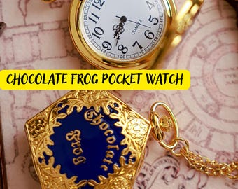 Chocolate Frog Pocket Watch, Harry Merchandise, Magical Pocket Watch, Magic School Wizard School Pocket Watch, Gold Pocket Watch