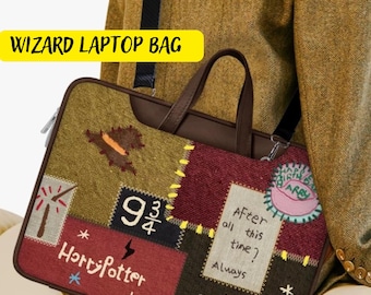 Wizard School Laptop Bag, Harry Laptop Bag, Hogwarts Laptop Computer Bag, Magic Laptop Sleeve, Wizard Document Folder, Business Bag, Handbag