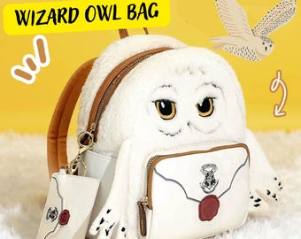 Owl Bag, Furry SlingBag Crossbody Bag, Hedwig Owl Bag, Cute Owl Backpack, Owl Accessory, Magic Owl Merchandise, Wizard School Owl, PotterOwl