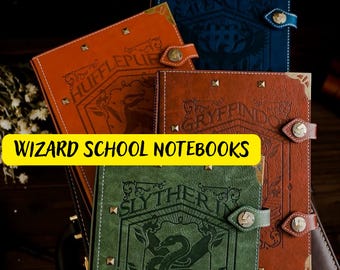 Wizard School Junk Journal, Magic School Journal, Hogwarts Notebook, Potter Inspired Notebook, Harry Leather Journal