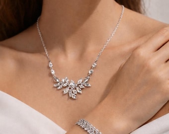3 Piece Cubic Zirconia Marquise Jewelry Set, Bridal Party Gift