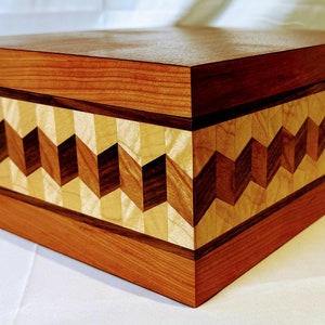 Zig Zag humidor lined with Spanish Cedar with removable tray.