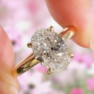 3 CT Oval Moissanite Engagement Ring 14k Solid Gold Ring Oval Cut Wedding Ring Oval Solitaire Ring Hidden Halo Ring Best Promise Ring Gifts