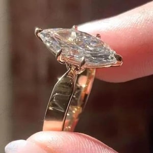 2.50 Ct Marquise Cut Moissanite Engagement Ring Wedding Ring Marquise Cut Ring Elongated Marquise Solitaire Ring 14k Gold Ring Proposal Ring