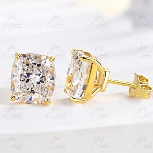 4 Ct Cushion Cut Stud Earrings 14K White Gold Earrings Moissanite Wedding Earring Anniversary Gift Earrings For Women Solitaire Earrings
