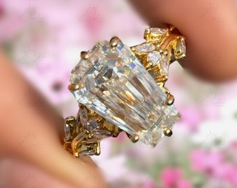 4 CT Vintage Coffin Cut Ring, Moissanite Engagement Diamond Ring, Gold Ring Vintage Ring, Wedding Ring, Promise Ring, Gift For Women