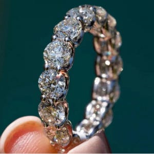 Moissanite Full Eternity Wedding Band: 14K Gold Stackable Anniversary Ring