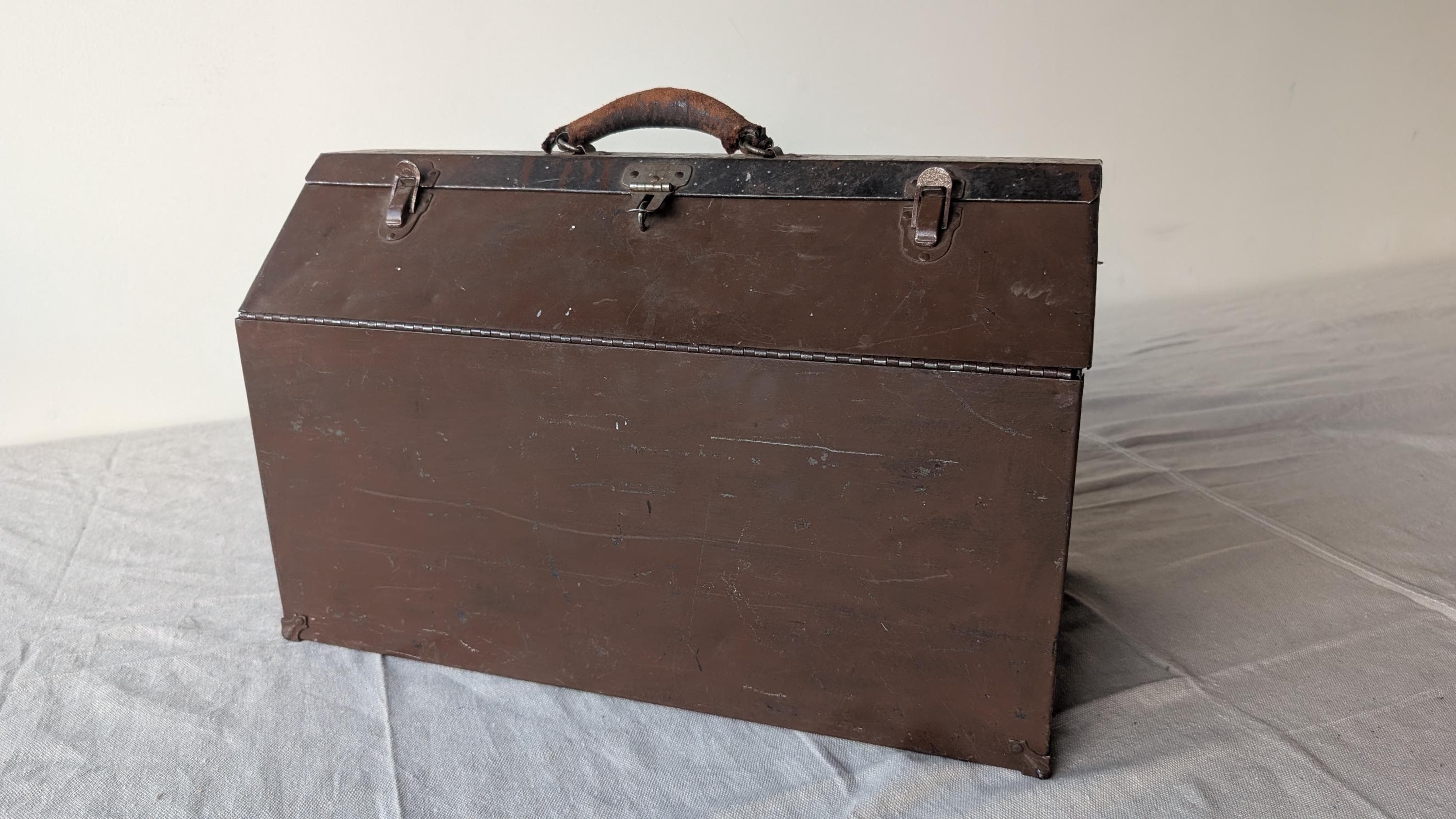 Dunlap Antique Tool Box Hip Roof Top Leather Handle - Etsy
